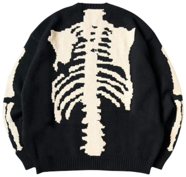 Kapital 5G Wool Bone Crew Sweater Black