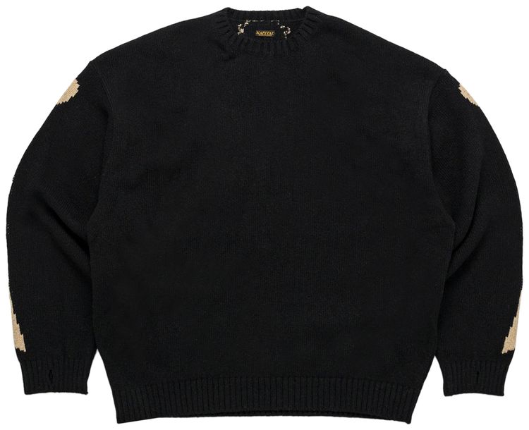 Kapital 5G Wool Bone Crew Sweater Black