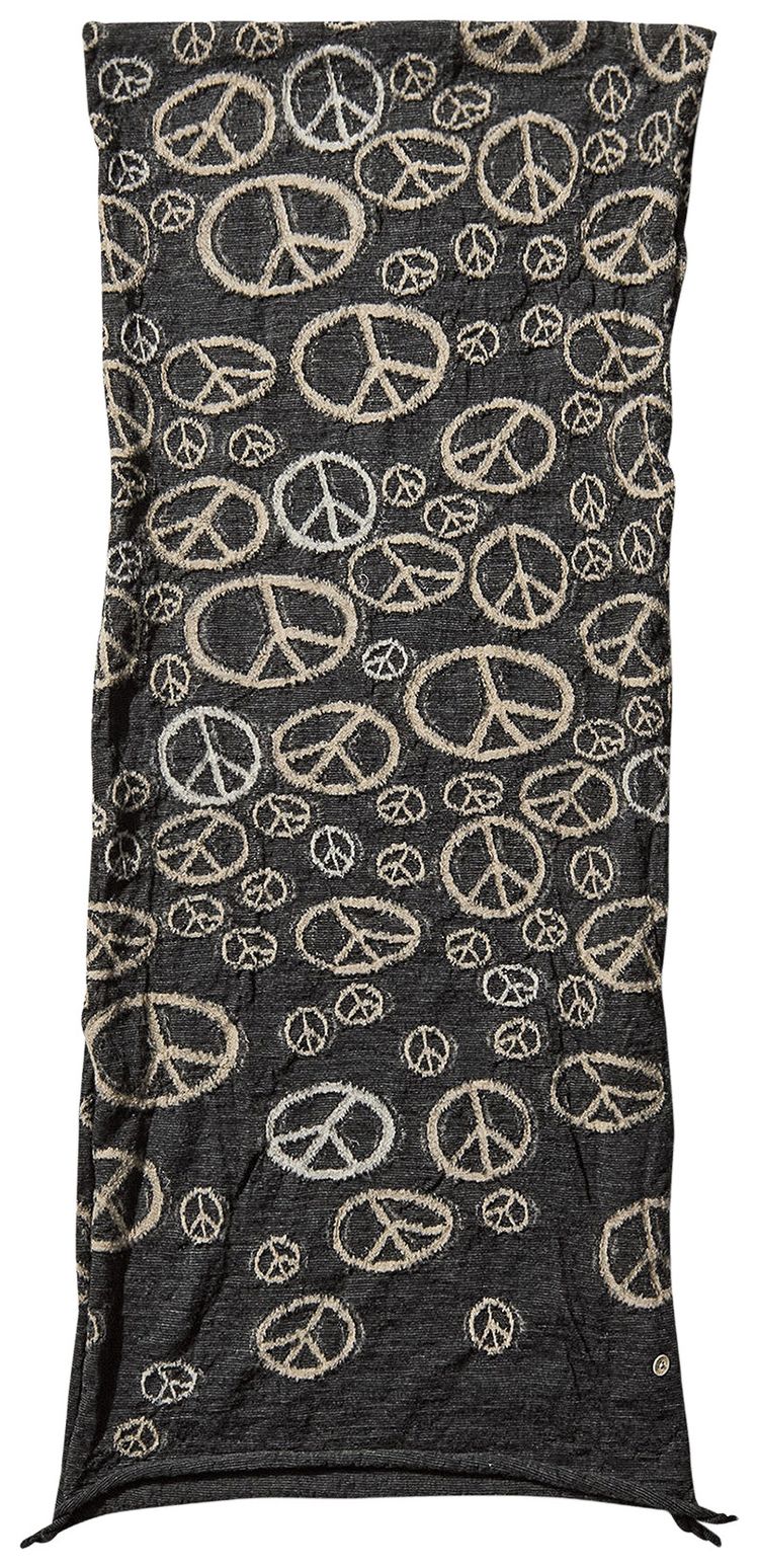 Kapital Fulling Wool Happy Scarf Peace Black