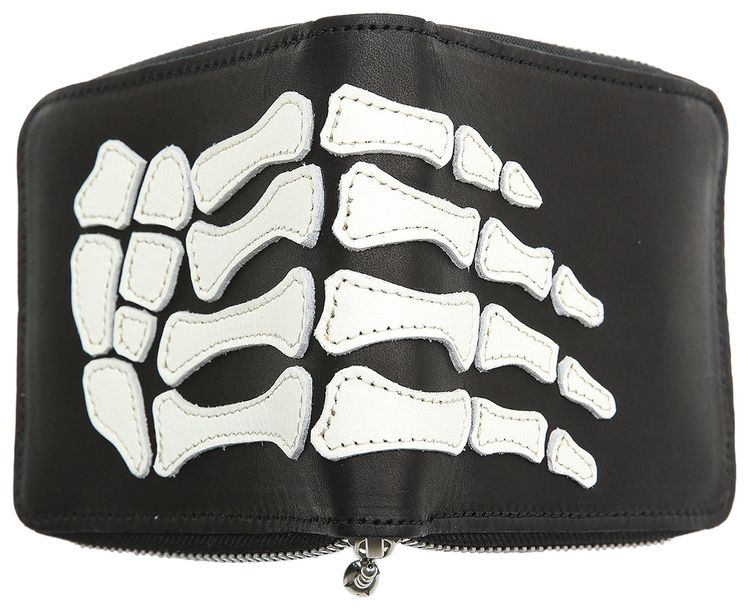 Kapital Thumb Up Bone Hand Zip Long Wallet Black