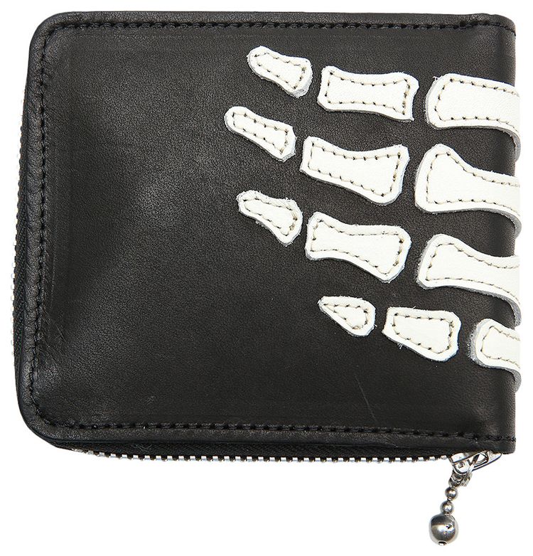 Kapital Thumb Up Bone Hand Zip Long Wallet Black