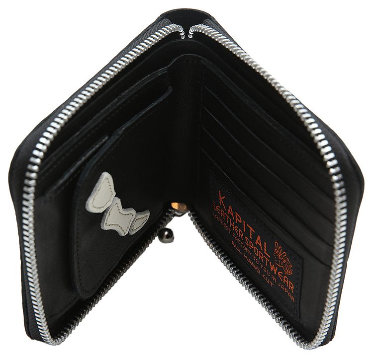 Kapital Thumb Up Bone Hand Zip Long Wallet Black