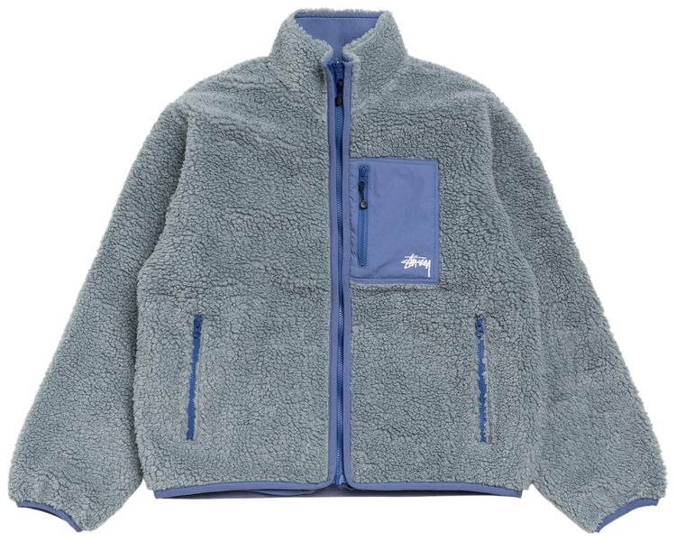 Stussy Sherpa Reversible Jacket Blue Leopard
