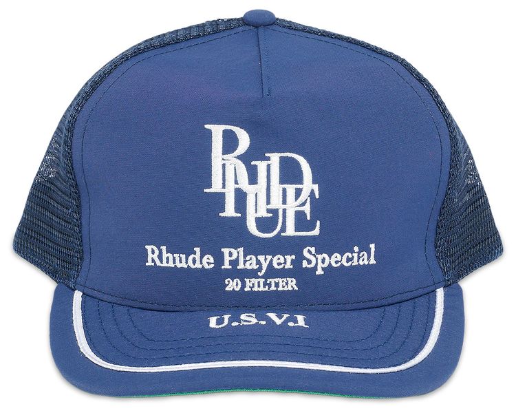 Rhude Player Special Trucker Hat NavyWhite