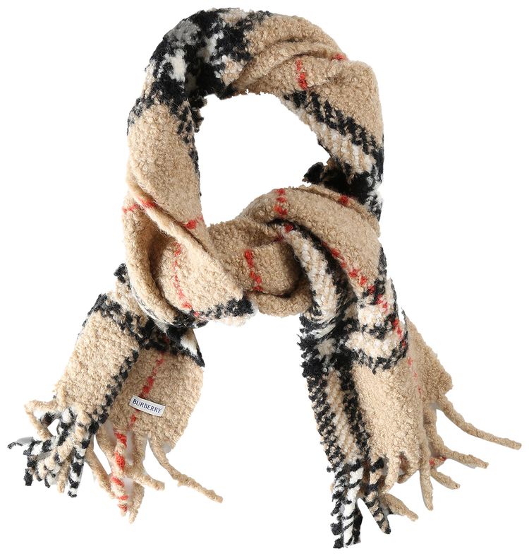 Burberry Mu G Check Boucle Scarf Sand