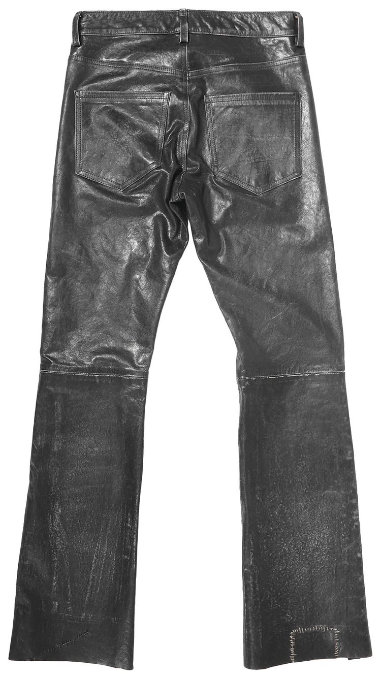 Enfants Riches Deprimes Crust Repaired Leather Flare Jeans BlackSand