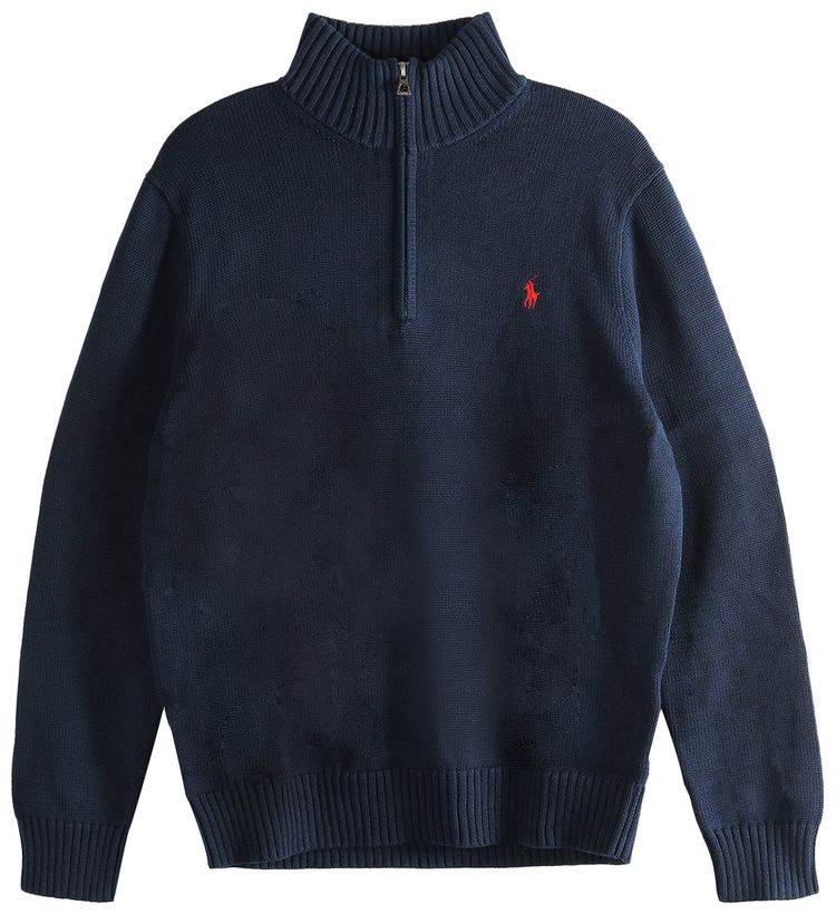 Polo Ralph Lauren Long Sleeve Cotton Half Zip Pullover Hunter Navy