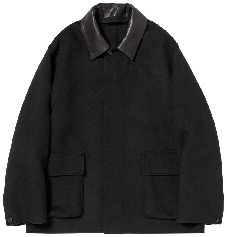 Auralee Cashmere Melton Hand Sewn Blouson Jacket Black