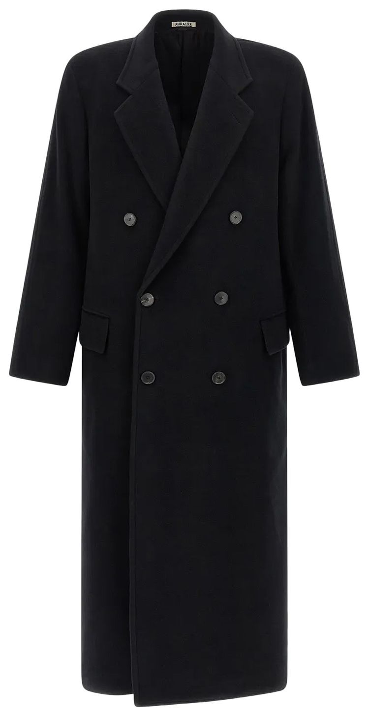 Auralee Super Fine Wool Mosser Chesterfield Coat Black