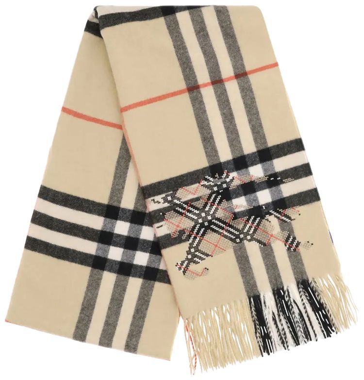 Burberry Mu G Check Ekd X Stitch Scarf Sand