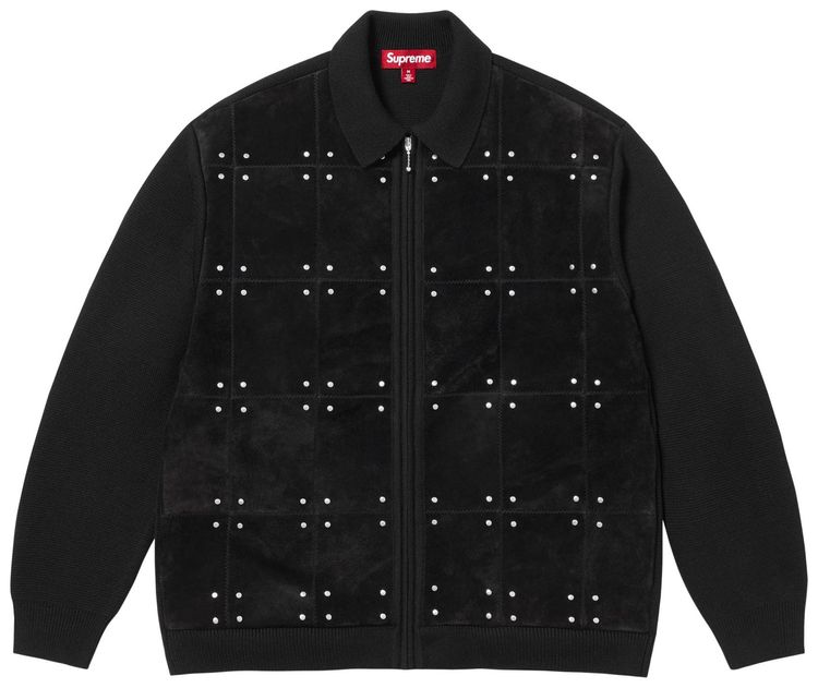 Buy Supreme Studded Suede Zip Up Cardigan 