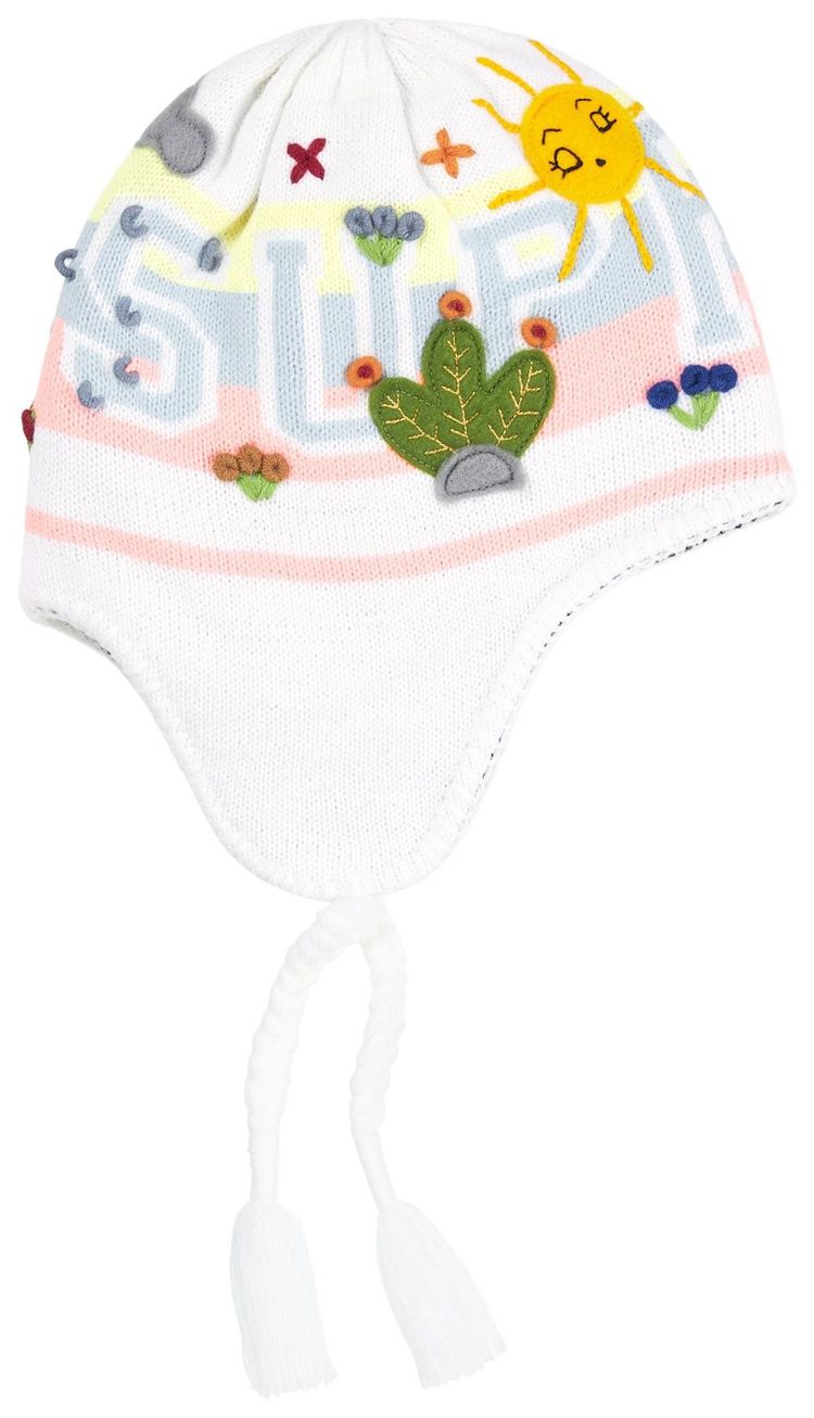 Supreme Felt Applique Earflap Beanie White