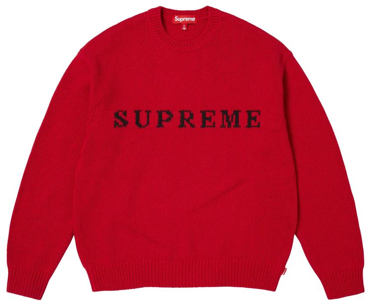 Supreme Contrast Logo Sweater Red