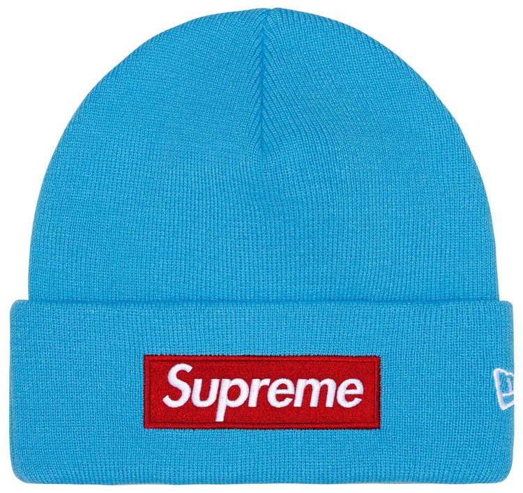 Supreme New Era Box Logo Beanie Cyan