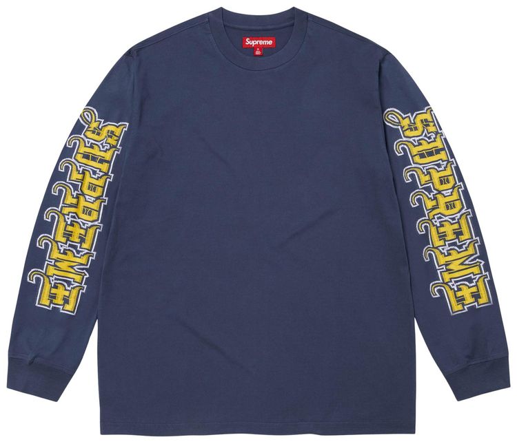 Supreme Intarsia Sleeve Long Sleeve Top Navy