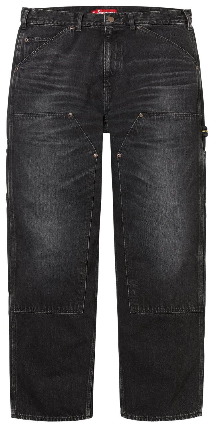 Supreme Worn Double Knee Denim Painter Jean Washed Black