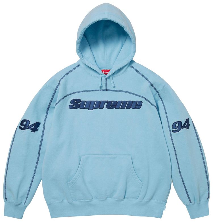 Supreme Overlock Hooded Sweatshirt Light Blue