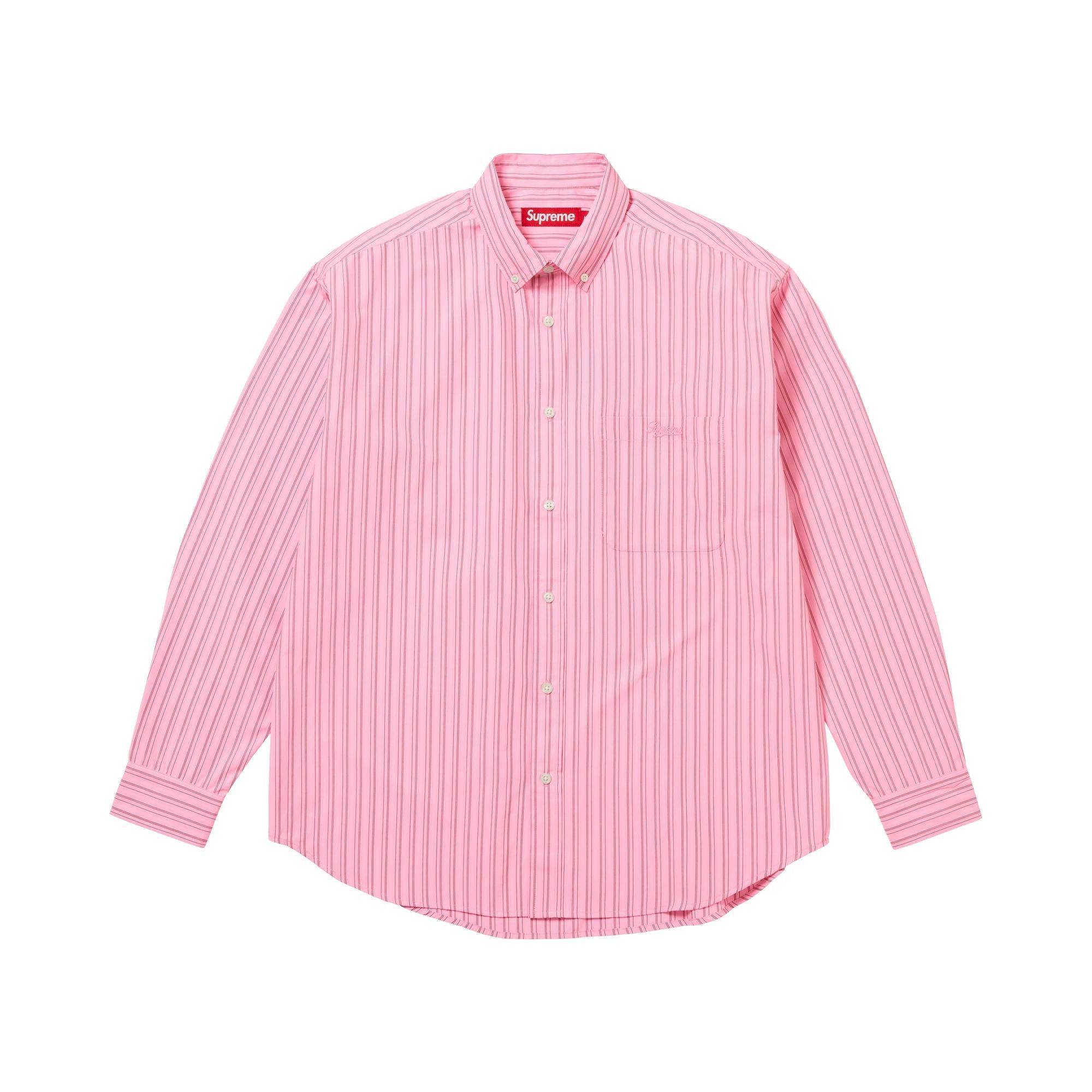 Buy Supreme Pinstripe Shirt 'Pink' - FW25S25 PINK | GOAT