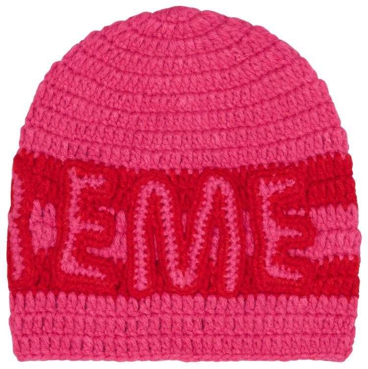 Supreme Crochet Logo Beanie Pink