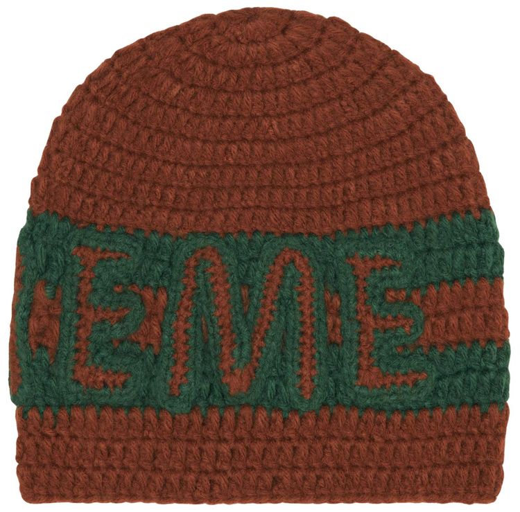 Supreme Crochet Logo Beanie Brown