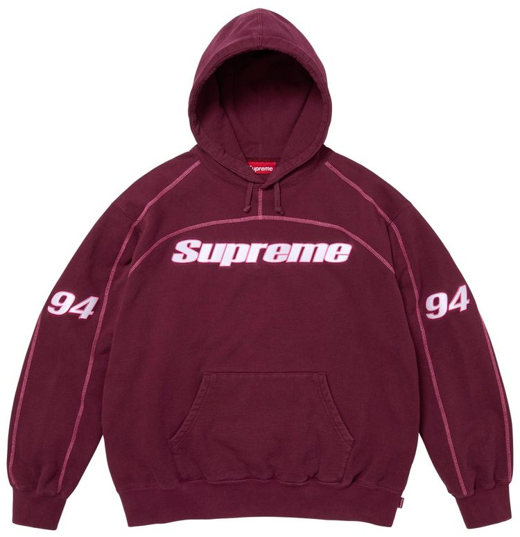 Supreme Overlock Hooded Sweatshirt Burgundy