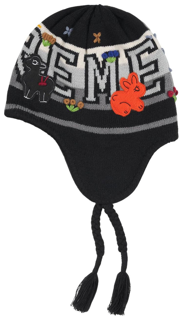 Supreme Felt Applique Earflap Beanie Black