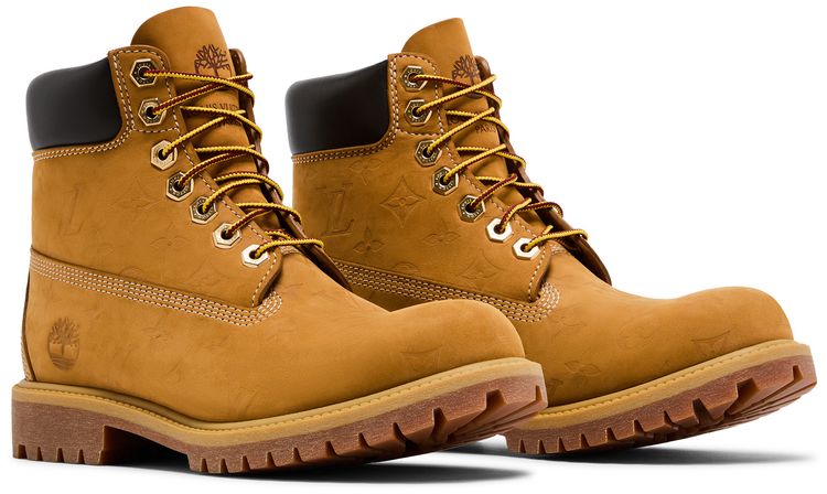 Louis Vuitton x Timberland 6 Inch Ankle Boot Embossed Monogram   Wheat
