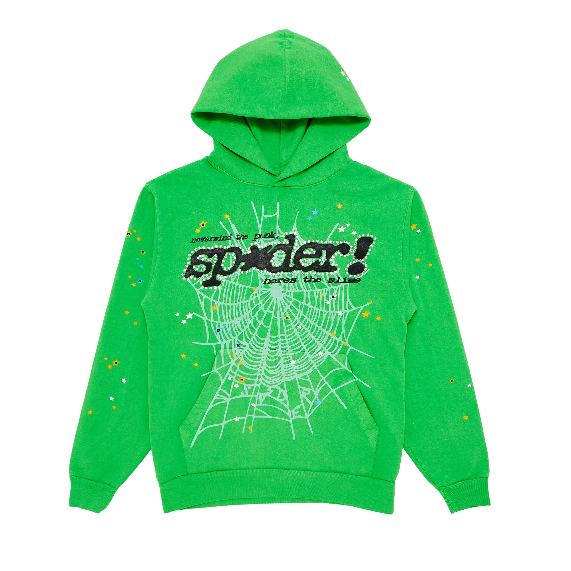 Buy Sp5der Punk V2 Rhinestone Hoodie 'Bright Green' - ST033FW25BGR