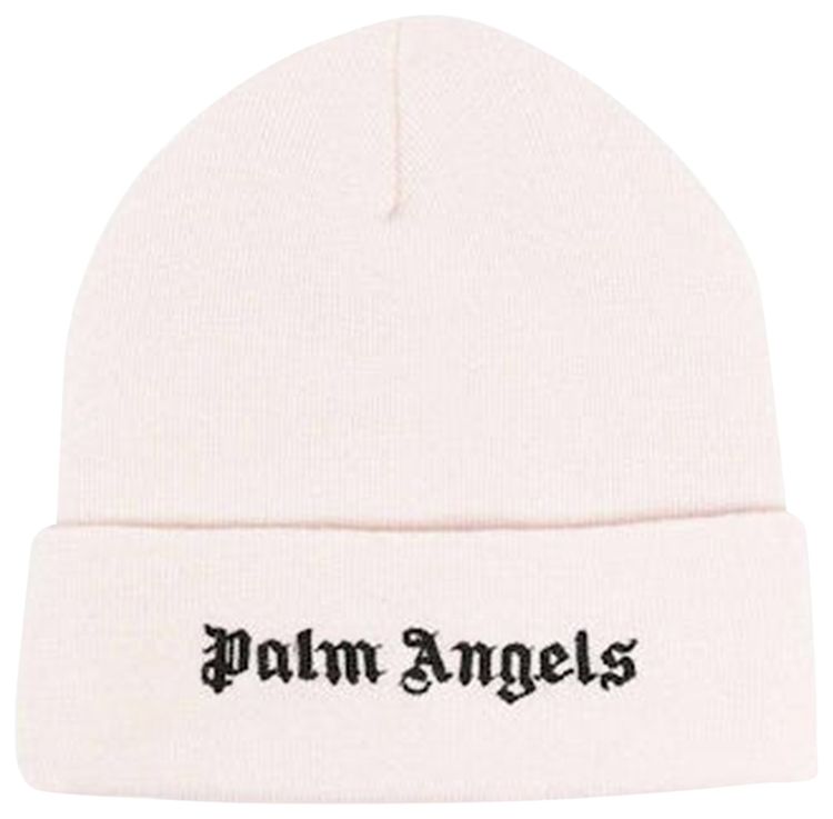 Palm Angels Brand Logo Beanie Beige