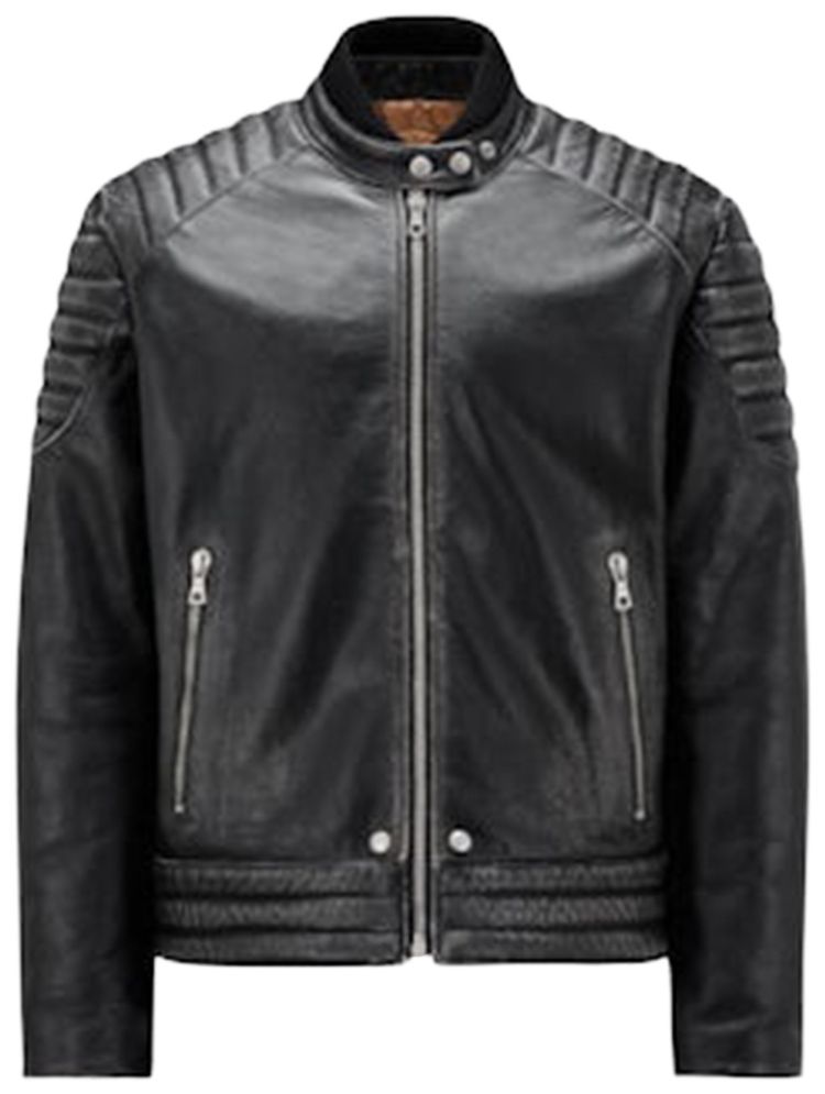 Moncler x Palm Angels Vicsek Leather Down Jacket Black