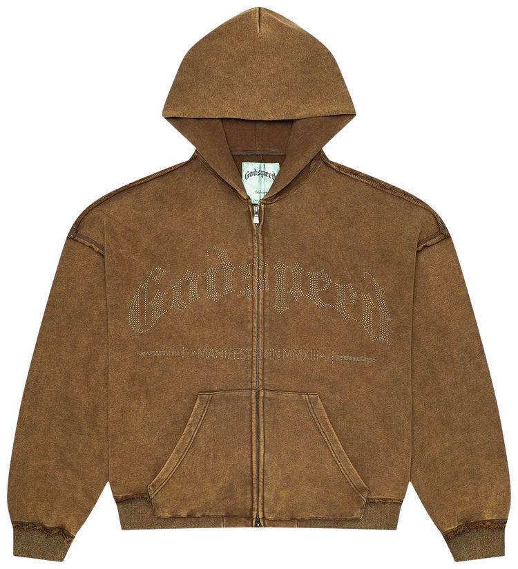 Godspeed Studded OG Logo Zip Up Hoodie Brolive Wash