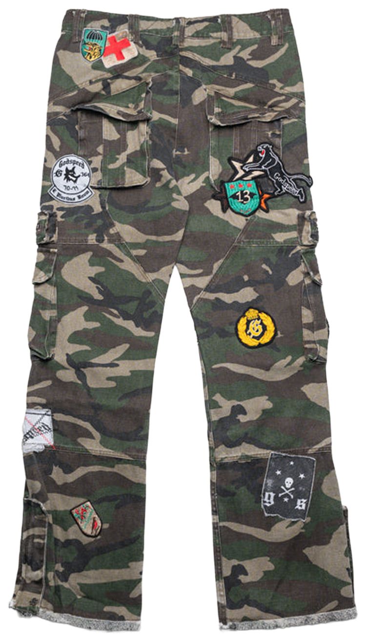 Godspeed Patchwork Flared Cargo Pants Camo