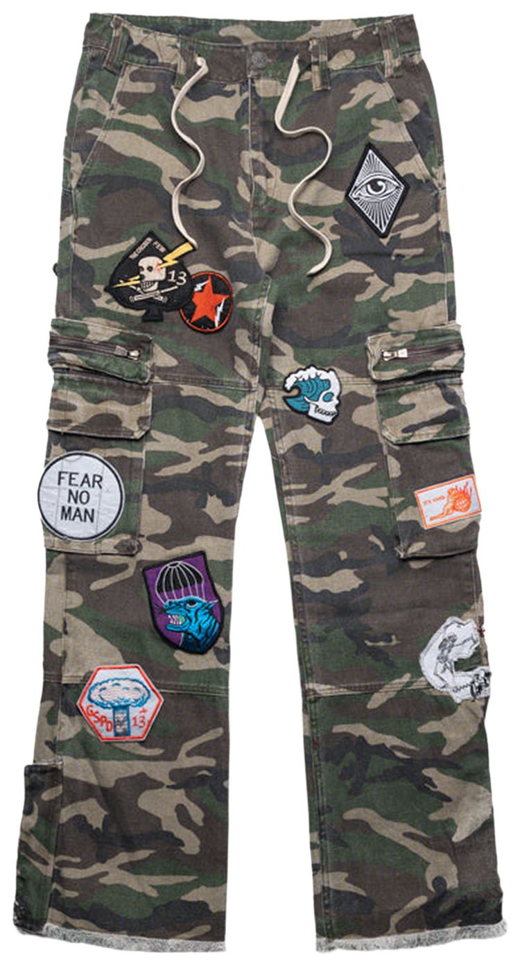 Godspeed Patchwork Flared Cargo Pants Camo