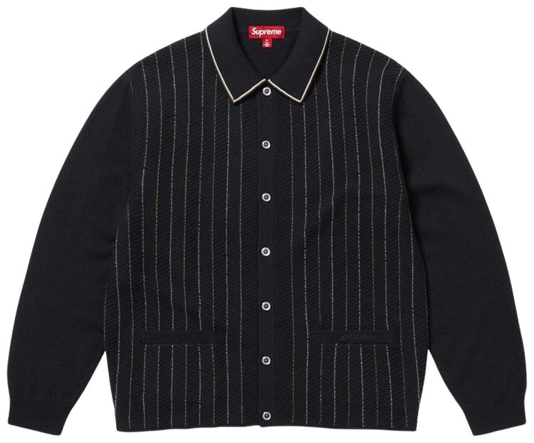 Supreme Herringbone Cardigan Black