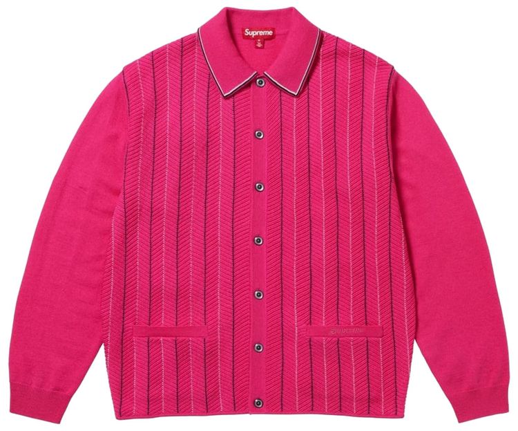 Supreme Herringbone Cardigan Pink
