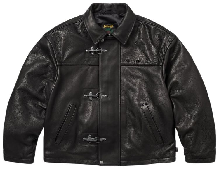 Supreme x Schott Leather Clip Jacket Black