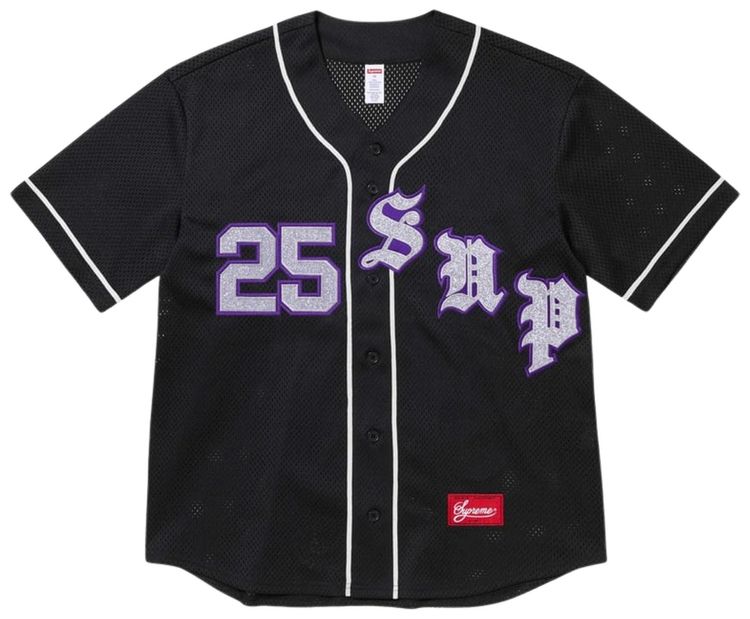 Supreme Old English Baseball Jersey Black