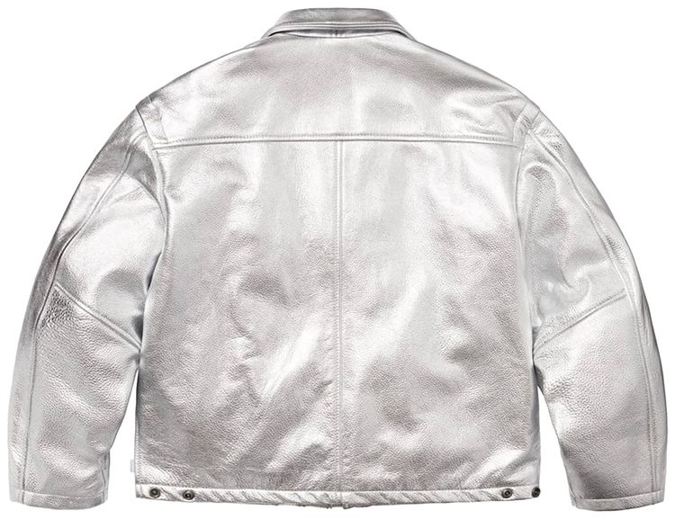 Supreme x Schott Leather Clip Jacket Silver