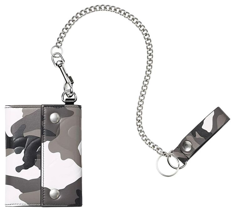 Supreme Leather Chain Wallet Snow Camo