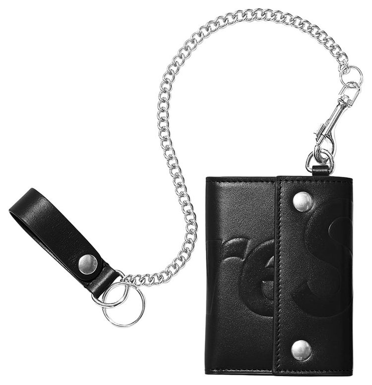 Supreme Leather Chain Wallet Black