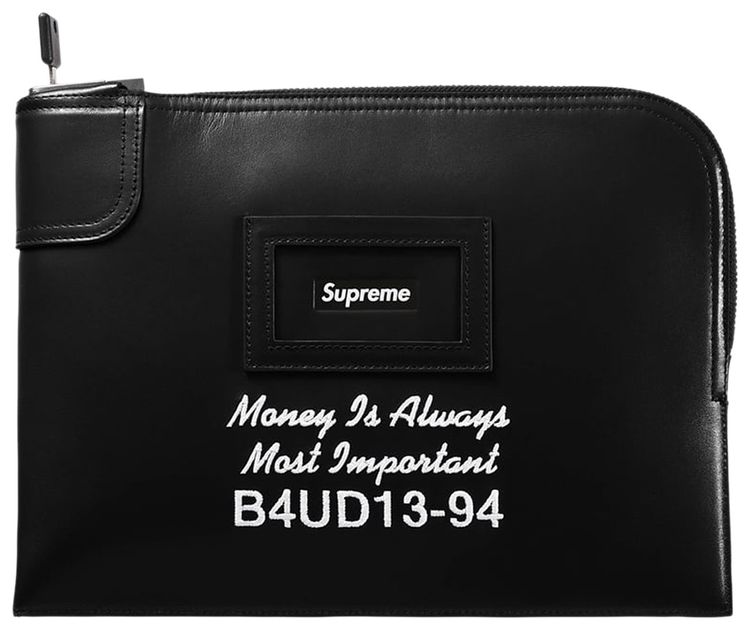 Supreme Leather Money Bag Black