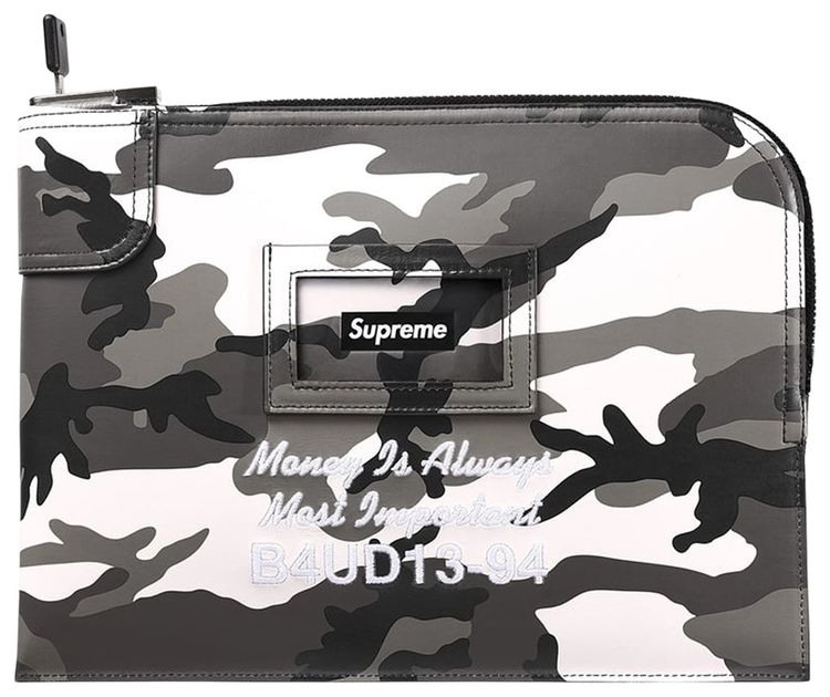 Supreme Leather Money Bag Snow Camo