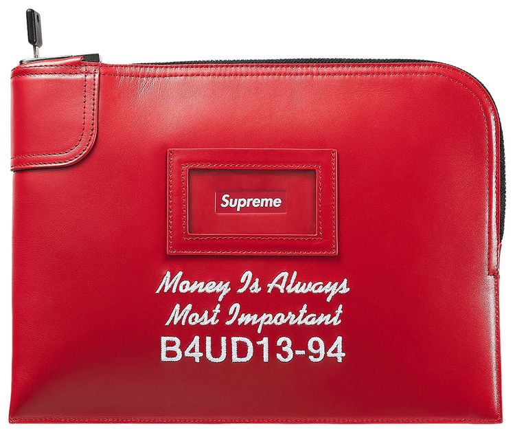 Supreme Leather Money Bag Red