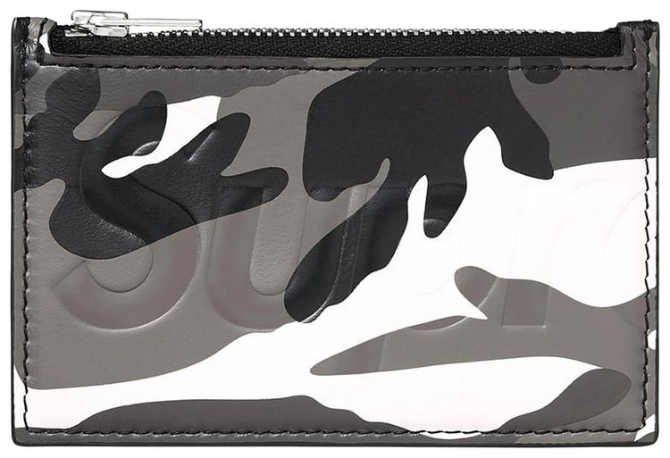 Supreme Leather Zip Card Holder Snow Camo