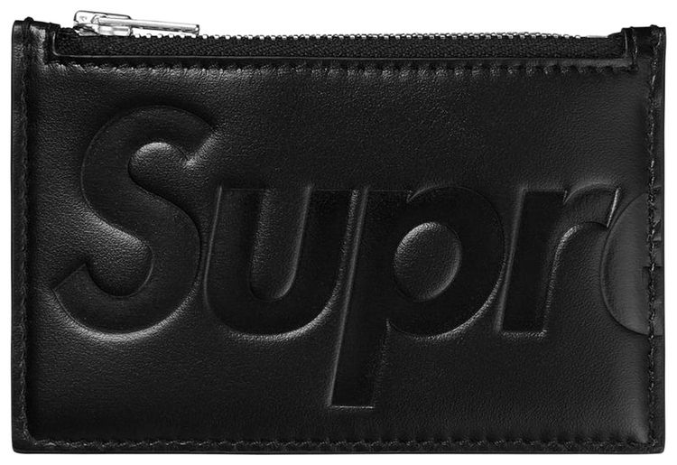 Supreme Leather Zip Card Holder Black