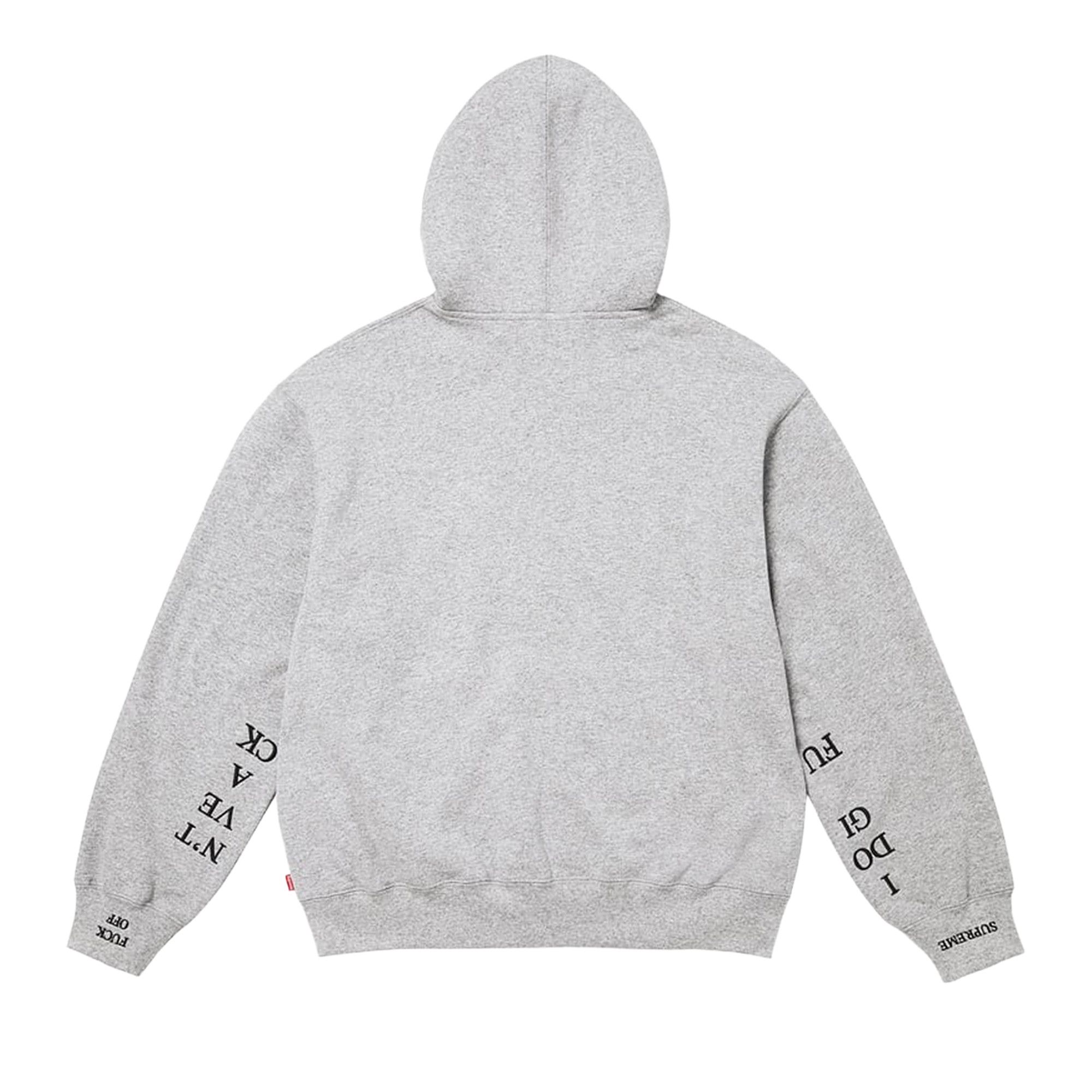Buy Supreme Idgaf Zip Up Hooded Sweatshirt 'Heather Grey