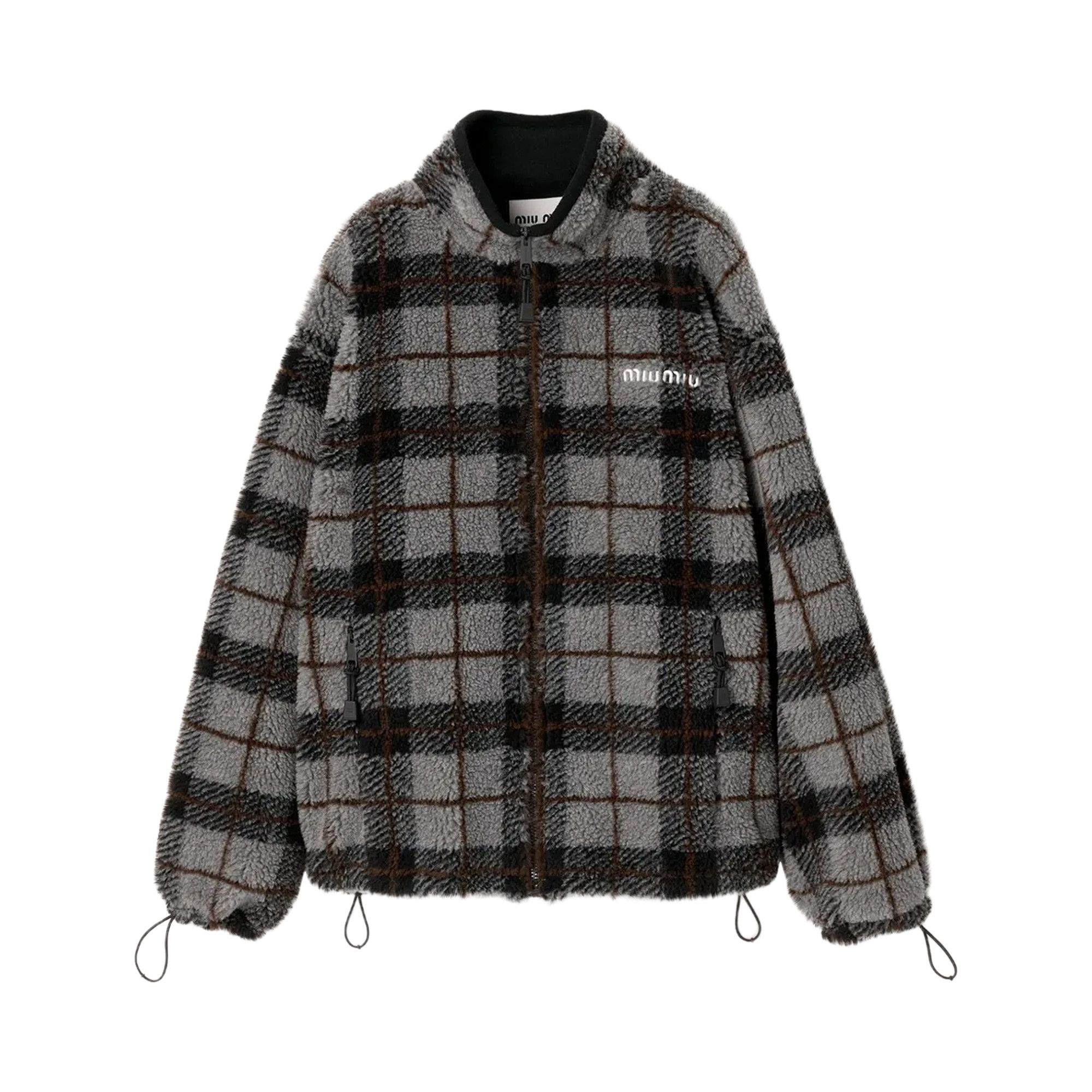 美品 MIU MIU クロップドブルゾン 2021年 チェック ジャケット L 美品 MIU MIU クロップドブルゾン 2021年 チェック ジャケット L