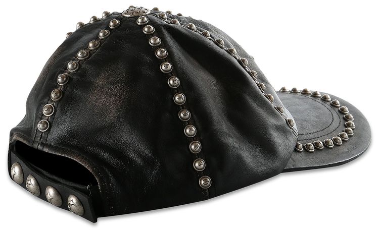 Thug Club Studded Washed Leather Cap Black