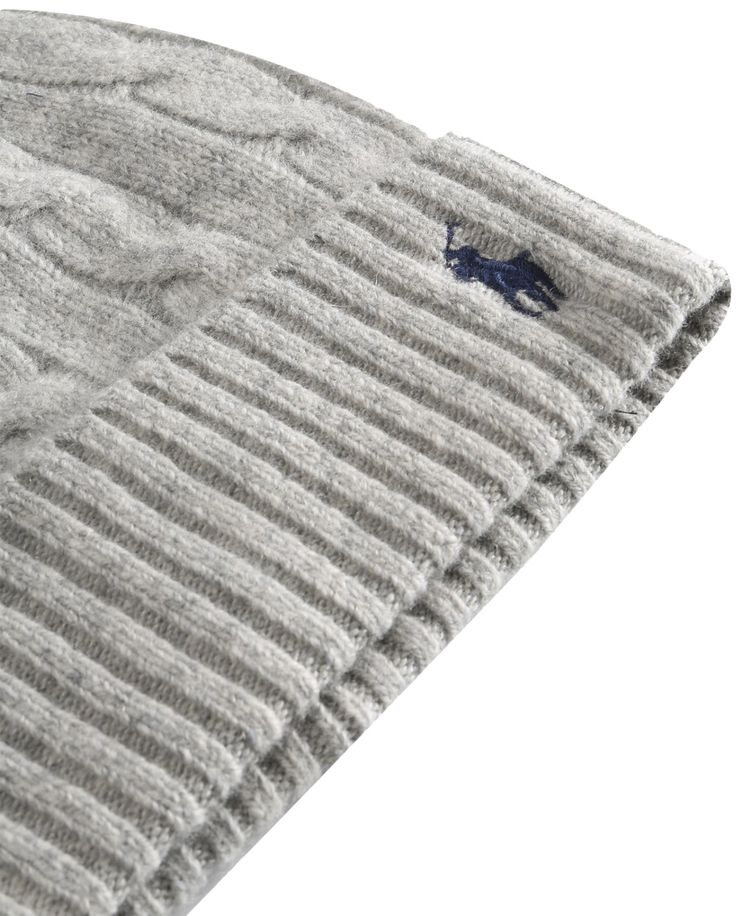 Polo Ralph Lauren Cashmere Cable Beanie Soft Grey