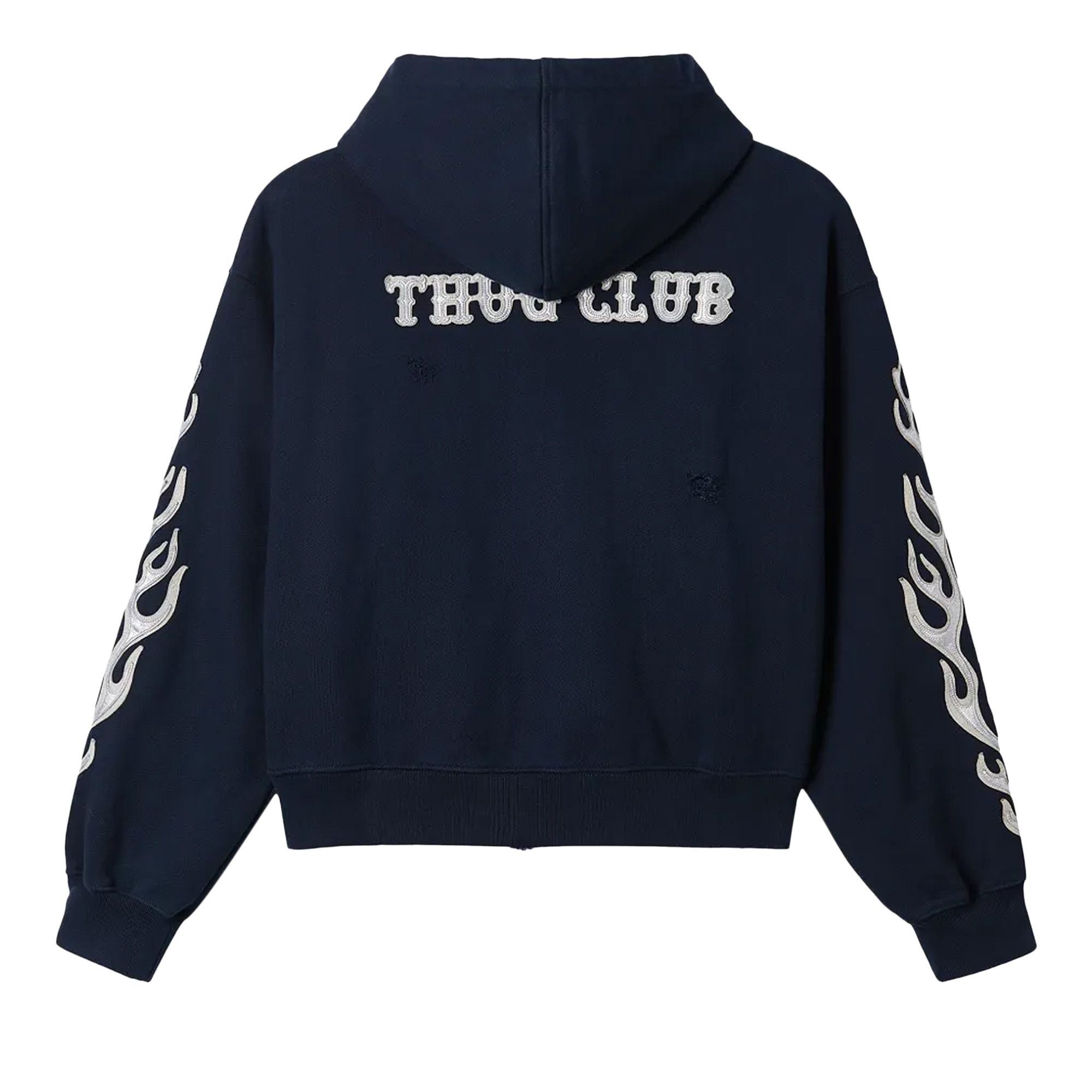 Buy Thug Club Leather Flame Zip Up Hoodie 'Navy' - TC25SS2702 | GOAT